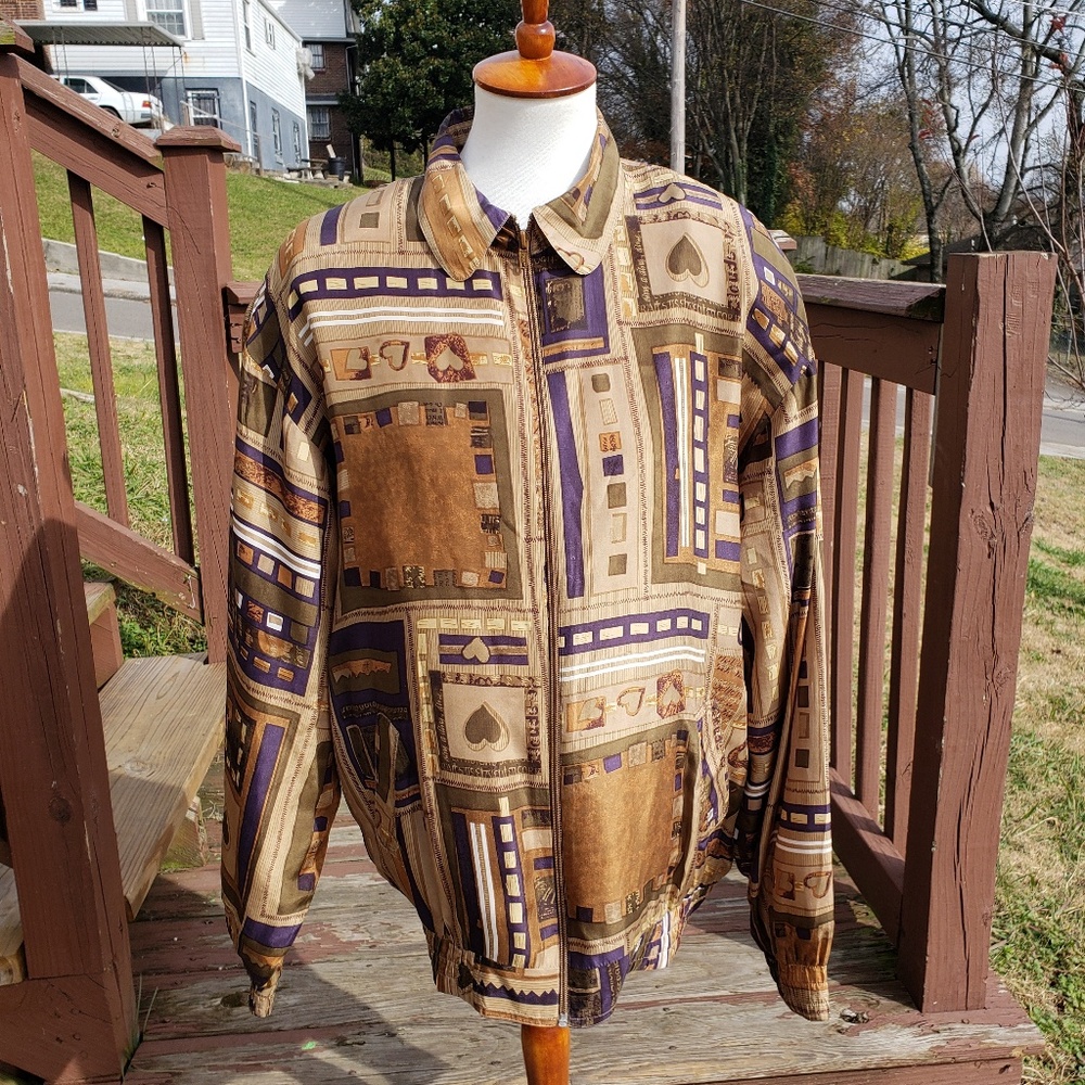 SOLD Vintage Brown Silk Jacket - Picture 6 of 8